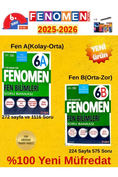 2025-2026 6.Sınıf Fen Bilimleri Fenomen Ab (Kolay-Orta-Zor)1116-575 Soru Bankası+Tablet Kalemi