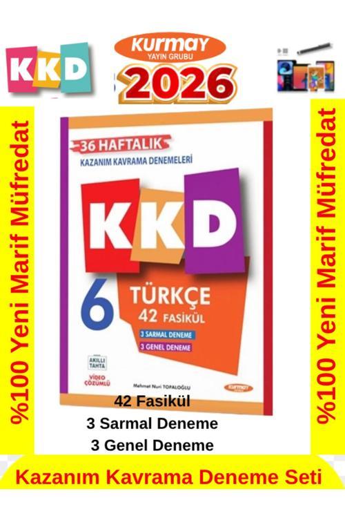 Kurmay 6.Sınıf Türkçe Kkd %100 Yeni Müfredat 36 Haftalık Kazanım Kavrama Deneme Seti+Android Kalem