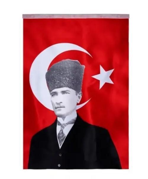 Atatürklü Bayrak 70X105 Atatürklü Türk Bayrağı