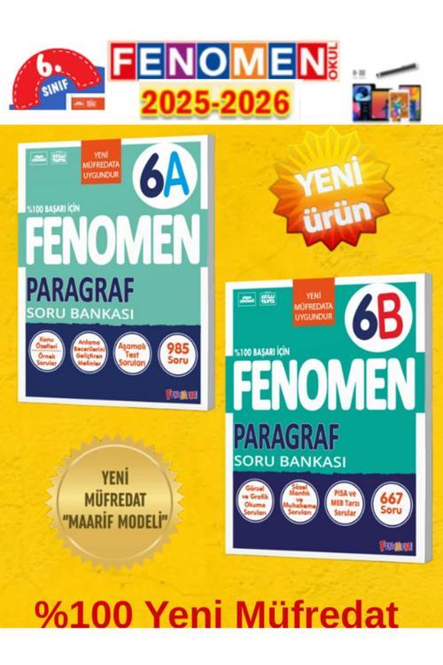 6.Sınıf 2026 Paragrafab (Kolay-Orta-Zor)2 Kitap %100 Yeni Maarif Müfredat Soru Bankası+Kalem