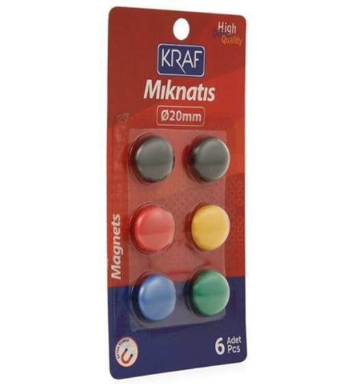 Kraf Yuvarlak Renkli Mıknatıs 20Mm 6Lı - 2 paket