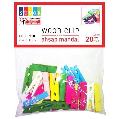 Ahşap Mandal Renkli 3,5Cm 20Li - 3 paket