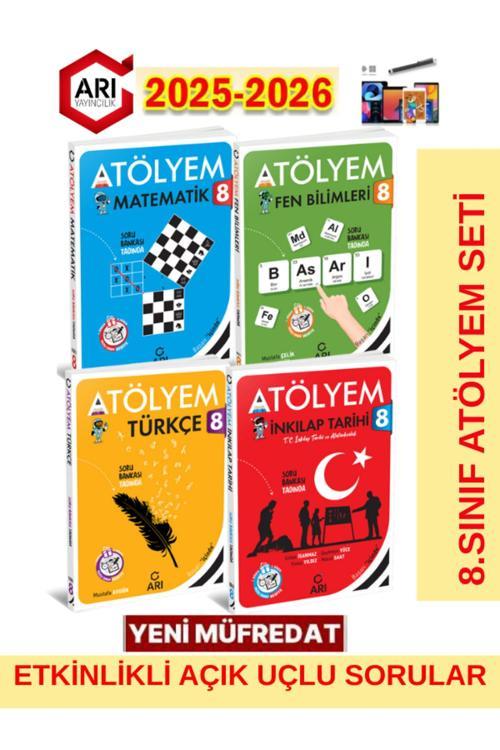 Arı 8.Sınıf 2025-2026 Müfredat Atölyem Mat-Fen-Türkçe-İnk.Tarihi Soru Bankası Seti+Kalem