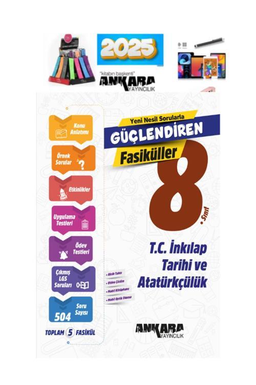 2025 8.Sınıf Güçlendiren İnkilap Tar. Fasiküller(5 Fasikül)Konu Anl. Soru Bankası+Kalem+Kalemlik
