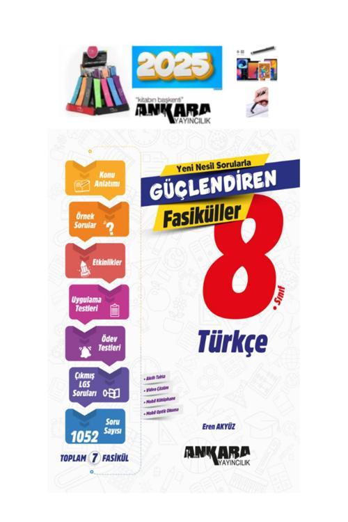 2025 8.Sınıf Güçlendiren Türkçe Fasiküller(7 Fasikül)Konu Anlatımlı Soru Bankası Kalem+Kalemlik