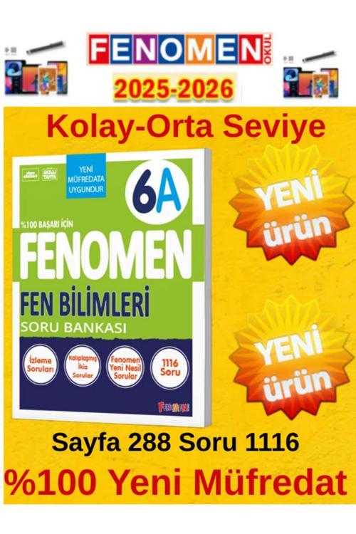 6.Sınıf Fen Bilimleri Fenomen A Soru Bankası %100 Yeni Müfredat+Android Kalem(1116 Soru)