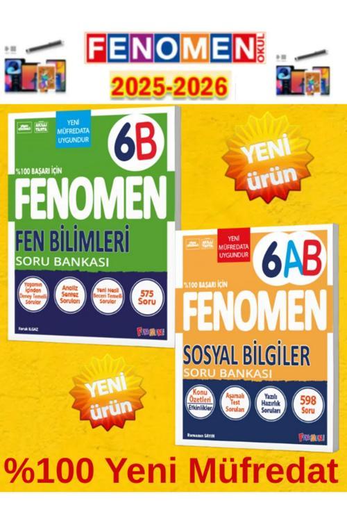 6.Sınıf Fen B-Sosyal Bilgiler Ab Fenomen Soru Bankası Seti%100 Yeni Müfredat+Kalem(2 Kitap)