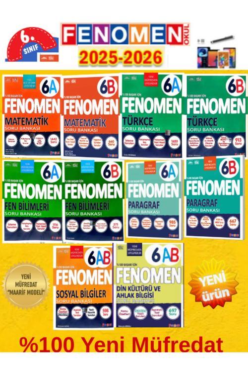 6.Sınıf Fenomen Tüm Dersler 10Kitap Mab-Mab-Tab-Pab-Dab-Sab Yeni Müfredat Soru Bankası(2026)+Kalem