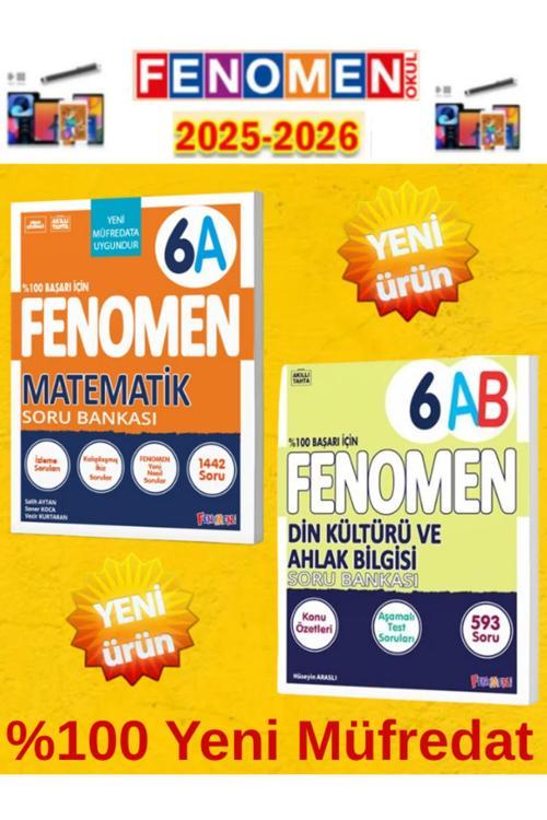 6.Sınıf Matematik A-Din Ab Fenomen Soru Bankası Seti%100 Yeni Müfredat+Kalem(2 Kitap)