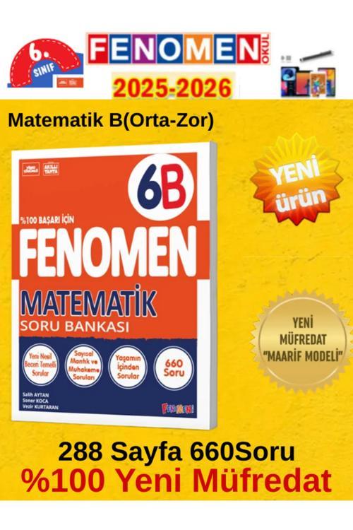 6.Sınıf Matematik B(Orta-Zor)%100 Yeni Müfredat 660 Soru Bankası+Android Kalemi