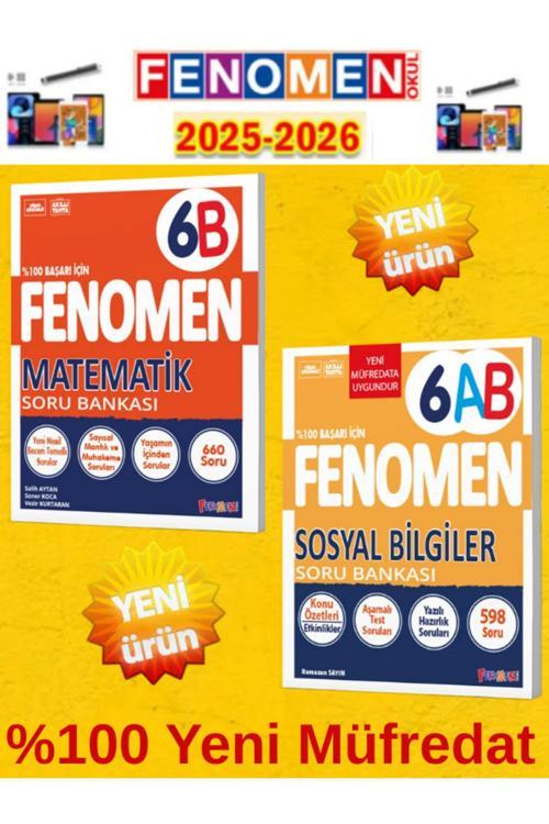6.Sınıf Matematik B-Sosyal Ab Fenomen Soru Bankası Seti %100 Yeni Müfredat+Kalem(2 Kitap)
