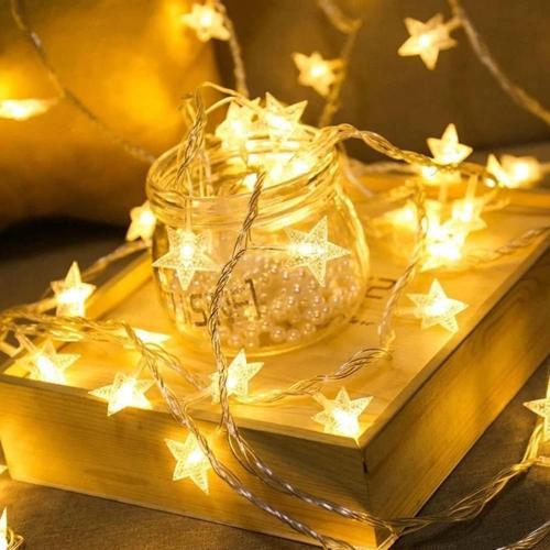 BUFFER® 20 Adet Mini Yıldız Led 5 Metre Günışığı Rengi Dekoratif Led