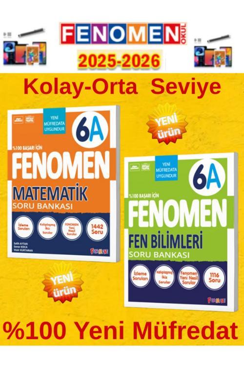 6.Sınıf Matematik-Fen Fenomen A Soru Bankası Seti%100 Yeni Müfredat+Kalem(2 Kitap)