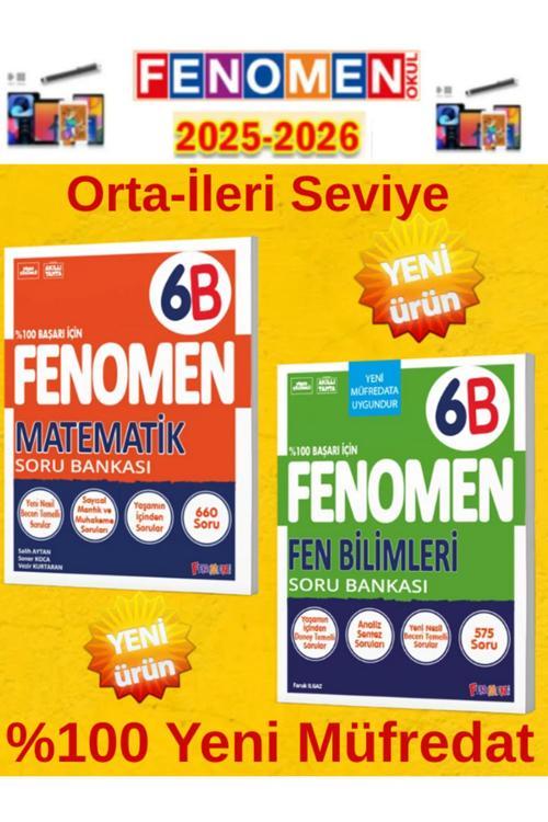 6.Sınıf Matematik-Fen Fenomen B Soru Bankası Seti%100 Yeni Müfredat+Kalem(2 Kitap)