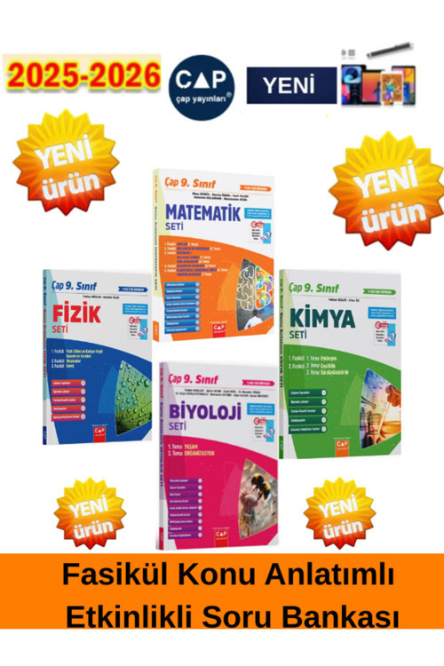 25-26 9.Sınıf Mat-Fizik-Kimya-Biy, %100 Yeni Müfredat Fasikül Konu Etkinlikli Soru Bankası+Kalem