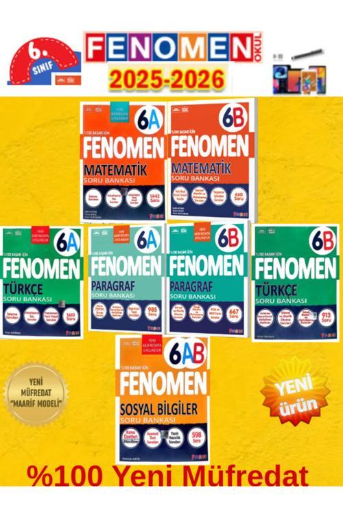 6.Sınıf Mat-Türkçe-Paragraf-Sosyal Fenomen Ab (7 Kitap) %100 Yeni Maarif Müfredat Soru Bankası+Kalem