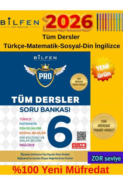 6.Sınıf Pro Matematik-Türkçe-Fen-Sosyal-İngilizce -Din % 100 Yeni Maarif Müfredat Soru Bankası(Zor)