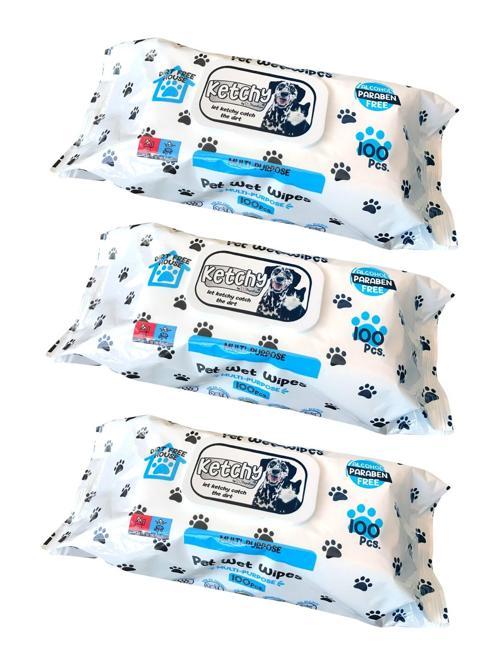 Ketchy Kedi - Köpek Islak Mendili 100 lü x 3 Adet