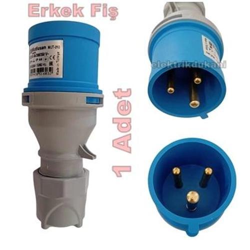 3x32A CEE Norm Monofaze Düz Fiş 2P+T IP44 (MUT-310 220v Volt Sanayi Tip)