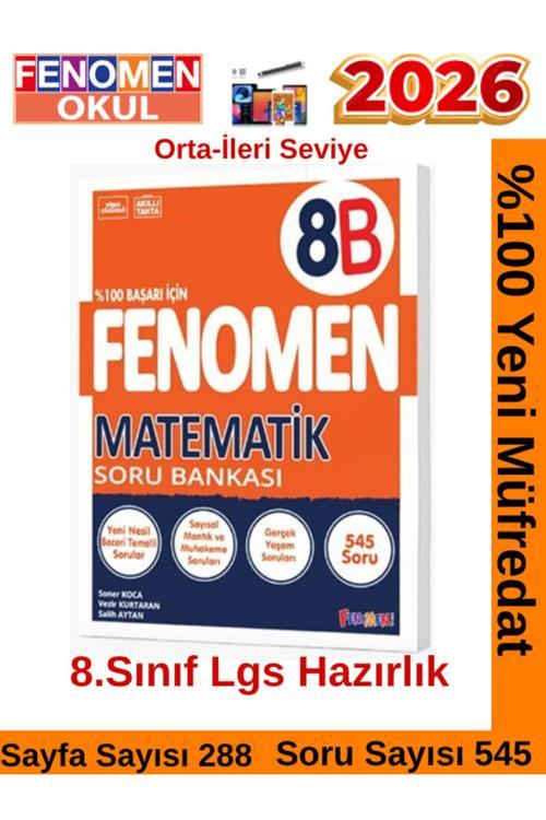 2026 8.Sınıf Matematik B(8B)Video Çözümlü Kolay-Orta Seviye Soru Bankası((545 Soru)