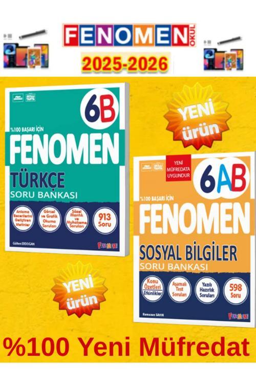 6.Sınıf Türkçeb-Sosyal Bilgiler Ab Fenomen Soru Bankası Seti %100 Yeni Müfredat+Kalem(2 Kitap)