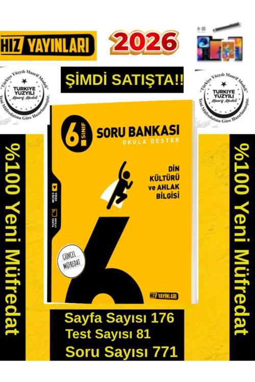 Hız Yayınları 2026 6.Sınıf Din %100 Yeni Marif Müfredat Video Çöz. Soru Bankası+Android Kalem