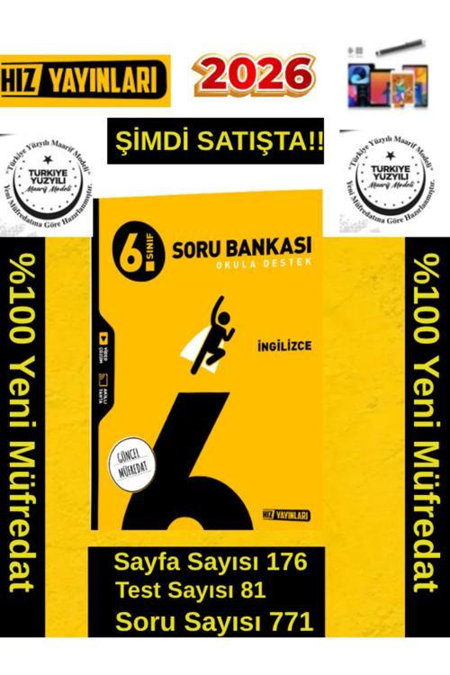 Hız Yayınları 2026 6.Sınıf İngilizce %100 Yeni Marif Müfredat Video Çöz. Soru Bankası+Android Kalem