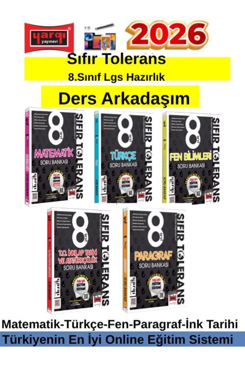2026 Sıfır Tölerans 8.Sınıf Lgs Hazırlık Tüm Dersler(5 Kitap)M-T-F-İ-P Soru Bankası Seti+Kalem
