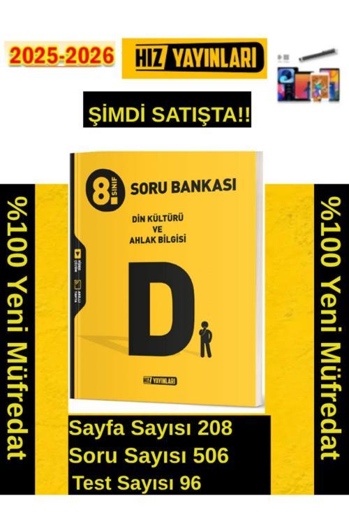 Hız Yayınları 2026 8.Sınıf Din %100 Yeni Marif Müfredat Video Çöz. Soru Bankası+Android Kalem