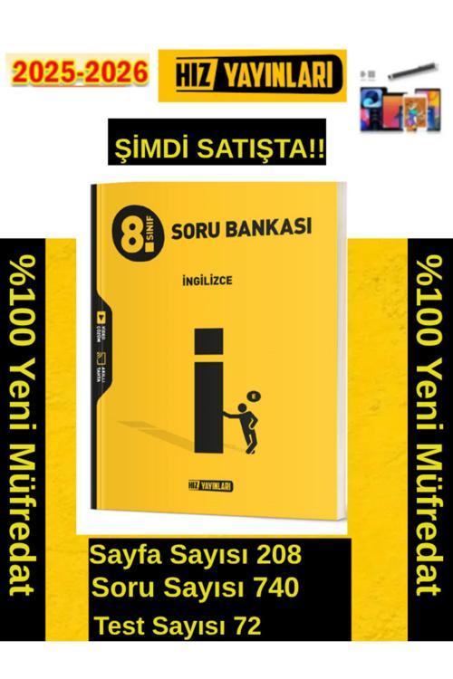 Hız Yayınları 2026 8.Sınıf İngilizce %100 Yeni Marif Müfredat Video Çöz. Soru Bankası+Android Kalem