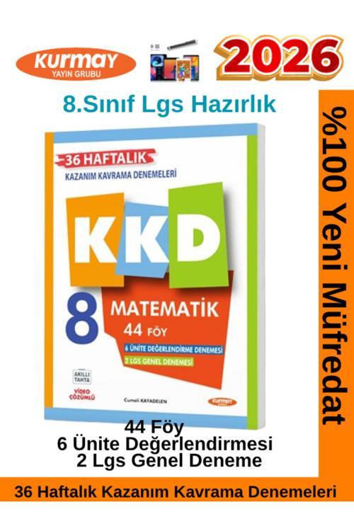 Kurmay 2026 8.Sınıf Matematik 44 Föy Kkd 36 Haftalık Kazanım Kavrama Denemesi