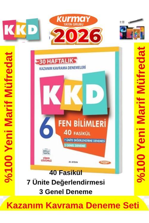 Kurmay 6.Sınıf Fen Kkd %100 Yeni Müfredat 30 Haftalık Kazanım Kavrama Deneme Seti+Android Kalem