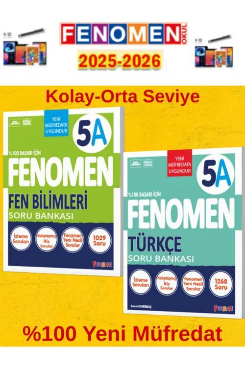 5.Sınıf Fen-Türkçe Fenomen A Soru Bankası Seti%100 Yeni Müfredat+Kalem(2 Kitap)