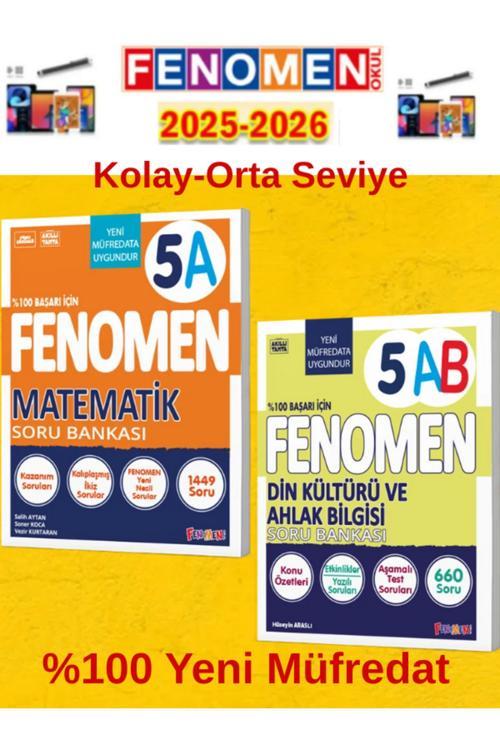 5.Sınıf Matematik A-Din Ab Fenomen Soru Bankası Seti%100 Yeni Müfredat+Kalem(2 Kitap)