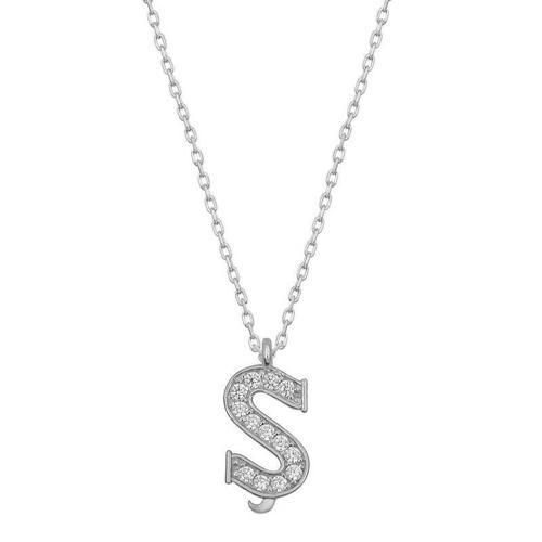 925 Ayar Gümüş Rodyum Kaplama Ş Harfi Kadın Gümüş Kolye