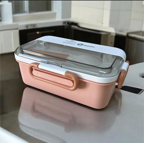 Paslanmaz Çelik Yemek Saklama ve Taşıma Kabı Pudra Rengi 1100 ml P-1840