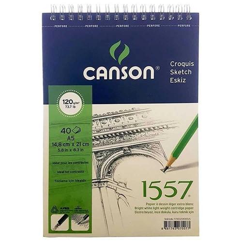 1557 Eskiz Çizim Defteri 120 gr. Üstten Spiralli A5 40 Sayfa