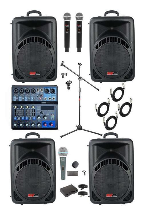  Lastvoice Ample Center Paket-4 Aktif hoparlör ve Mixer Full Ses Sistemi Seti