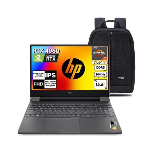 Victus Gaming Laptop 15-FB3008NT Amd Ryzen 7-8845HS 16GB 512GB RTX4060 144Hz 15.6 Windows 11 Pro B82N5EA+SNERTECH Çanta