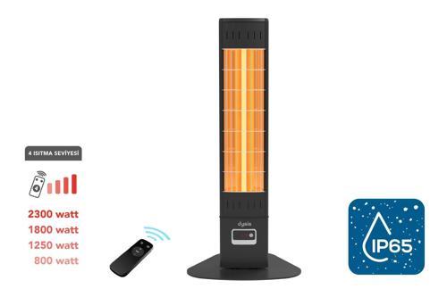 Single X Karbon Serisi IP65 Suya-Toza Dayanıklı 2300 W Siyah Uzaktan Kumandalı İç/Dış Mekan Isıtıcı