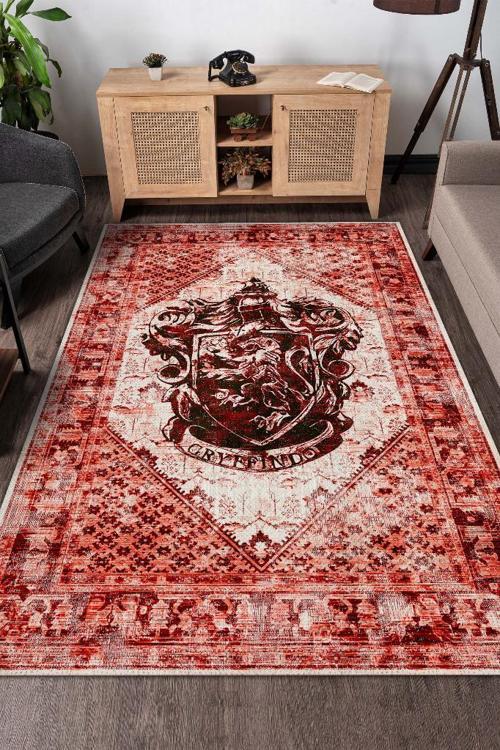 Gryffindor Harry Potter Desenli Halı Kırmızı Renkli Halı Harry Potter Film Sever Halısı