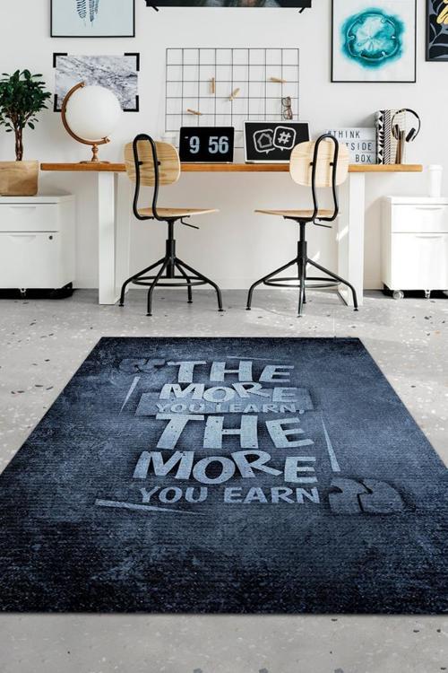 Koyu Renkli Halı Modern Gölgeli Ofis Halısı Dijital Baskı Mavi Siyah Home Office Halı