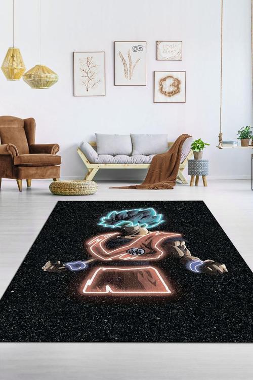 Bu Benim Keşfim Siyah Renkli Halı Neon Fiğürlü Anime Halısı Hediyelik Anime Sever Halısı