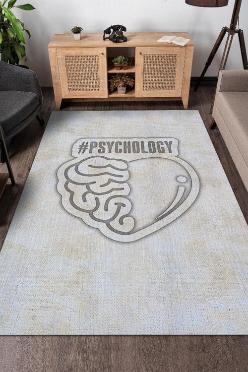 Psikoloji Pamuklu Dokuma Tabanlı Yıkanabilir Kaymaz Dekoratif Halı