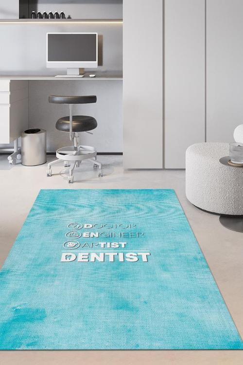 Diş Doktoru Temalı Halı Minimal Doktor Pembe Ofis Halısı Doktora Minimal Hediye Halı
