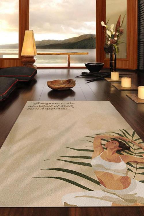 Mutluluğun Mimarı Meditasyon Mavi Gri Halı Vintage Halı,Yoga Halısı,Sipiritüel Halı