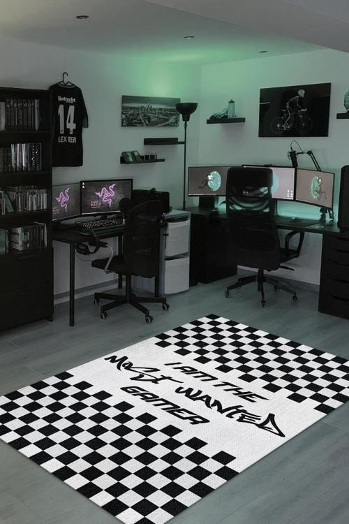 Aranan Oyuncu Siyah Beyaz Renk Oyuncu Halısı Damalı Gamer Halısı Nfs Most Wanted Sever Halı
