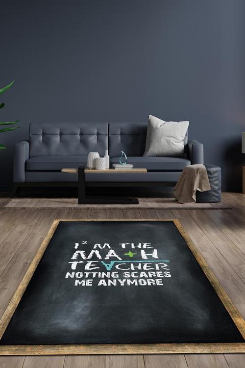 Matematik Öğretmeni Halısı Siyah Renkli Öğretmen Halısı Özel Tasarım Öğretmene Hediye Halı
