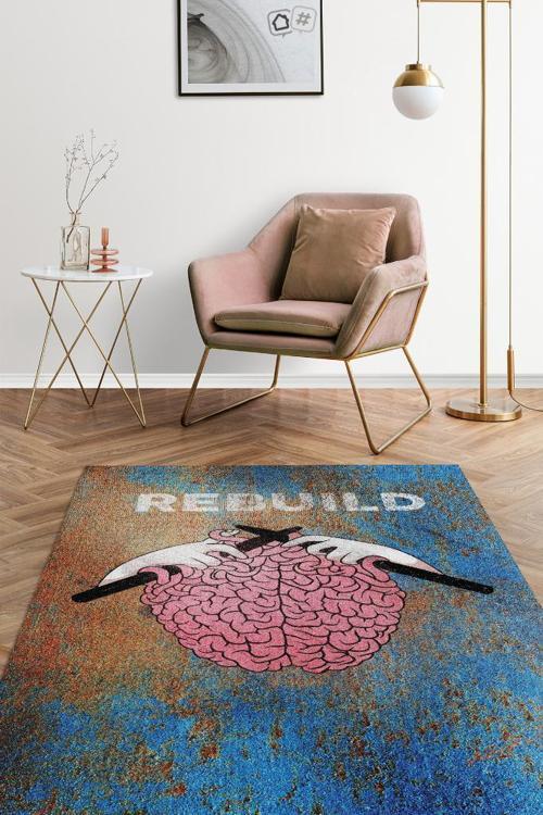 Yeniden Kodla Gösterir Pamuklu Dokuma Tabanlı Yıkanabilir Kaymaz Dekoratif Halı