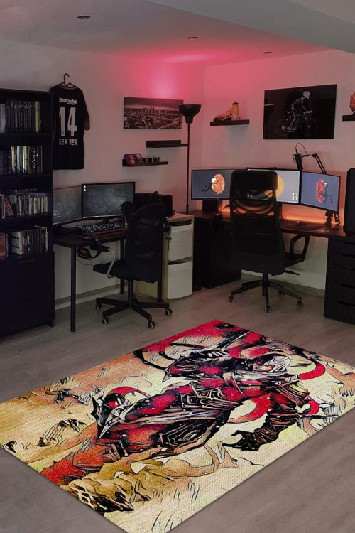 Talon Çok Renkli Oyuncu Halısı Kırmızı Renk Gamer Temalı League Of Legends Hediyelik Halı